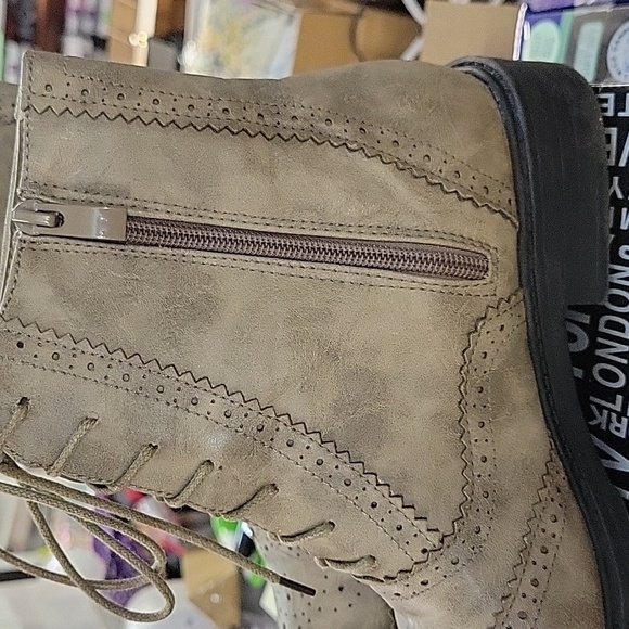 Jacobies Khaki Ankle Zip Boots Size 8.5 - Picture 6 of 11